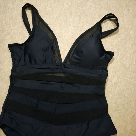 Womens Black Backless Tummy Control One Piece Swimsuit #2 - Picture 5 of 7